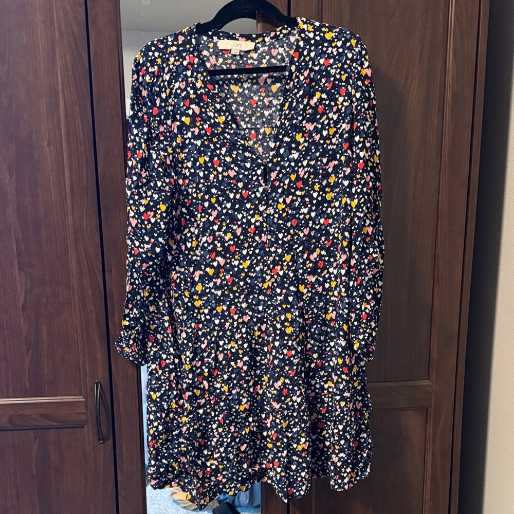 Navy Dress with Multicolor Hearts